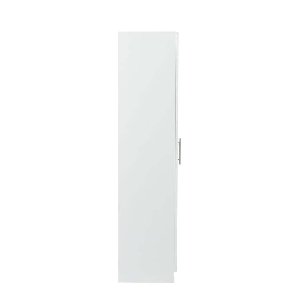 High wardrobe and kitchen cabinet with 2 doors and 3 partitions to separate 4 storage spaces, White - Grand Goldman Shop