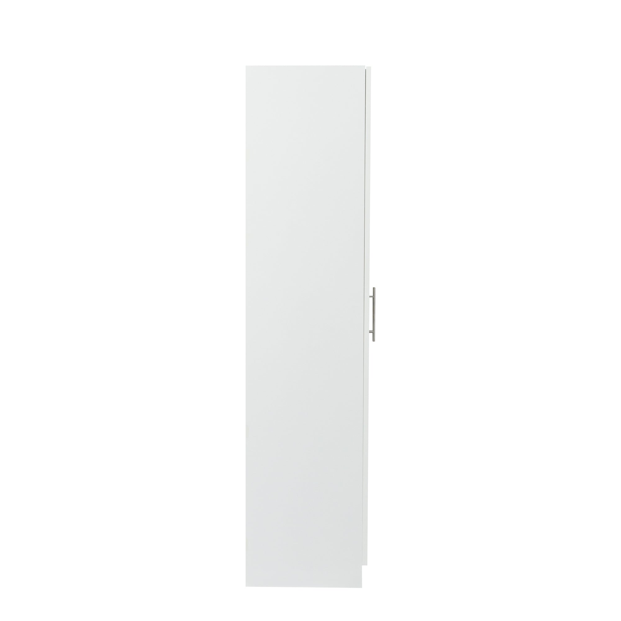 High wardrobe and kitchen cabinet with 2 doors and 3 partitions to separate 4 storage spaces, White - Grand Goldman Shop