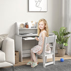 Qaba Kids Desk and Chair Set with Storage, Study Desk with Chair for Children 5-8 Years Old, Gray - Grand Goldman