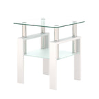 1-Piece Modern Tempered Glass Tea Table Coffee Table End Table, Square Table for Living Room, Transparent/White - Grand Goldman Shop