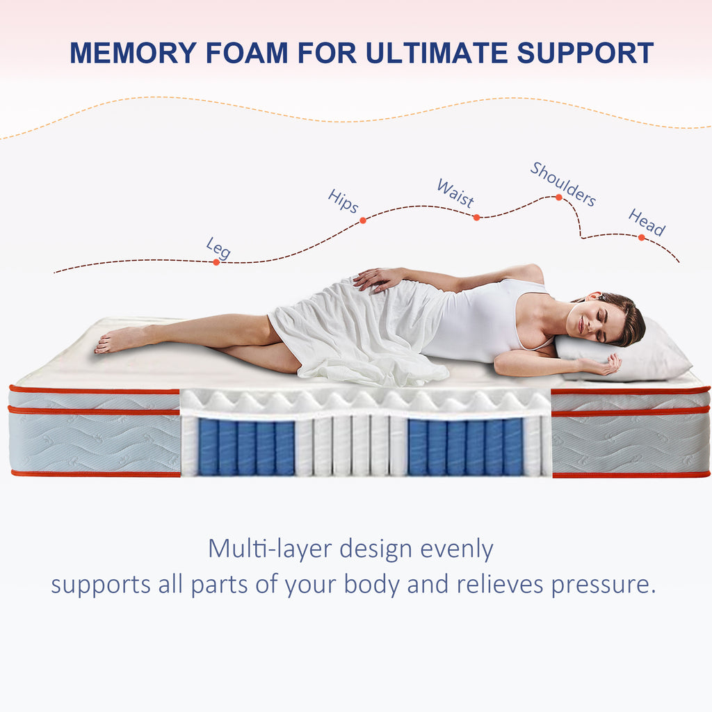 10 inch Hybrid Mattress in a Box,Individual Pocket coil, Medium Firm, Memory Foam Mattress with CertiPUR-US Certified Foam - Grand Goldman Shop