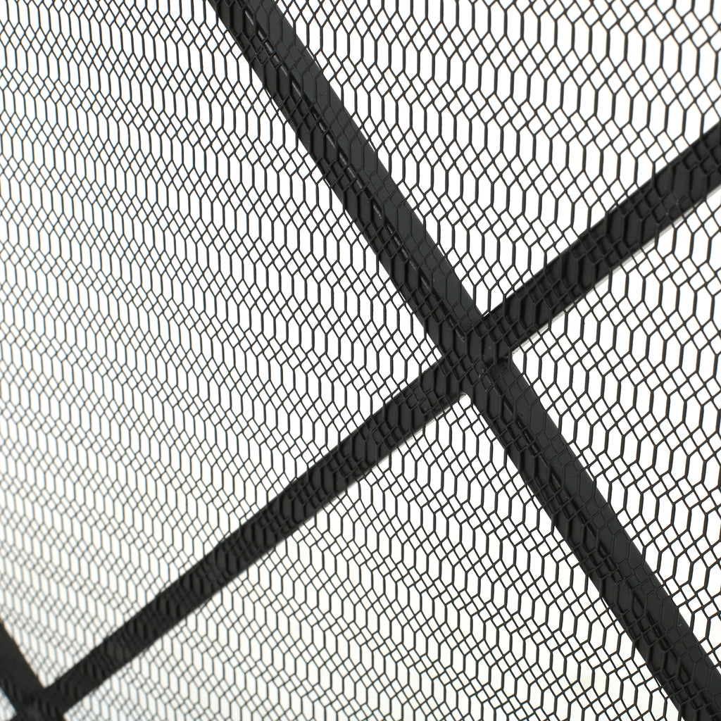 Minimalist Single Panel Iron Fireplace Screen with Diamond Design in Black - Grand Goldman Shop