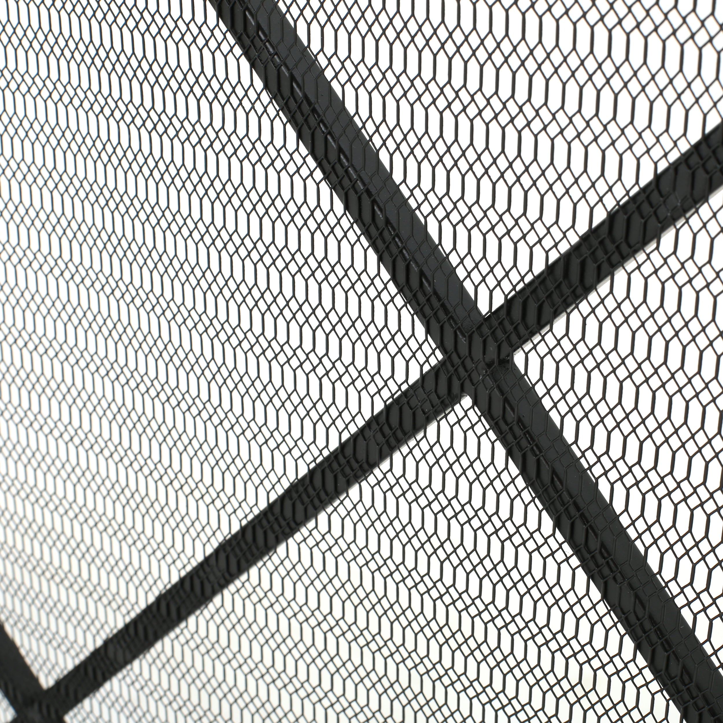 Minimalist Single Panel Iron Fireplace Screen with Diamond Design in Black - Grand Goldman Shop