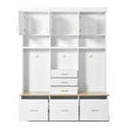 75'' H Entryway Hall Tree with Bench and Storage, 5-in-1 Modern Hall Tree with Coat Rack, 6 Drawers, 3 Cabinets and 3-Tier Top Storage for Hallway, Entryway, Living Room, Mudroom - Grand Goldman Shop
