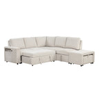 U_STYLE L-shaped Pull-Out Sofa Bed with Storage, USB Ports, and Cup Holders, Modular Design for Living Rooms, Offices & Apartments - Grand Goldman Shop
