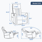Grey Faux Leather Heat Massage Manual Recliner Chair with Rocker and Swivel for Living Room - Grand Goldman Shop