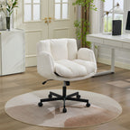 Modern Chenille Swivel Office Chair, Height Adjustable Task Chair with Convertible Multi-Position Armrests,Comfy Double Cushi