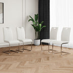Modern Dining Chairs with Faux Leather Padded Seat Dining Living Room Chairs Upholstered Chair with Chrome Metal Legs Design for Kitchen, Living, Bedroom, Dining Room Side Chairs Set of 4 - Grand Goldman Shop