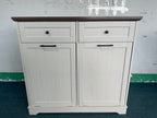 20 Gallon Tilt Out Trash Cabinet Freestanding Trash Bin Cabinet Wood Garbage Recycling Cabinet with Drawer Pet Proof Trash Can Holder for Kitchen Living Room, Antique White (Not include trash can) - Grand Goldman Shop