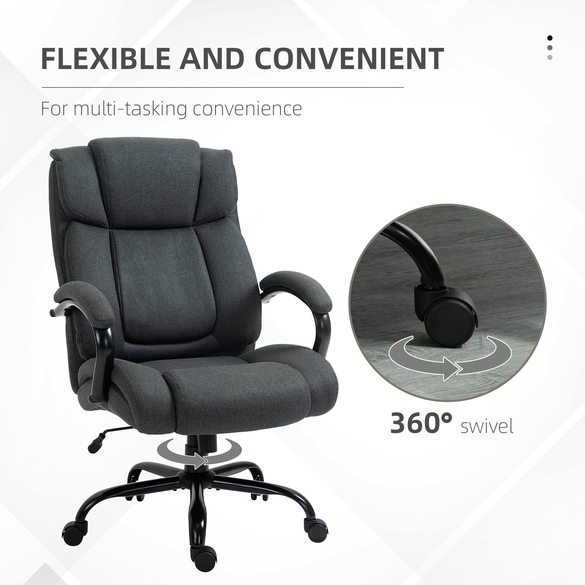 High Back Big and Tall Executive Office Chair 484lbs with Wide Seat, Computer Desk Chair with Linen Fabric, Adjustable Height