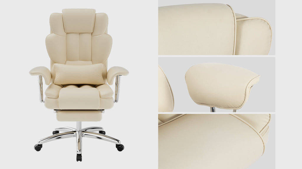 Office Chair, Big and Tall Executive Office Chair with Footrest, Leather Computer Chair, Ergonomic Reclining Chair High Back 