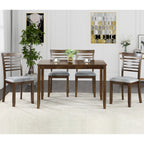 5PCs Modern Dining Set, Rectangular Wooden Dining Table with 4 Upholstered Chairs for Kitchen, Dining Room, Walnut - Grand Goldman Shop