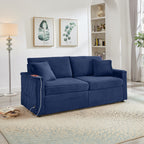 Comfortable Fluffy Corduroy Lazy Sofa, Storage Space for Big Loveseat, Super Soft Chaise Lounge with Double Ottomans and Table Board,Suitable for Chailiving - Grand Goldman Shop