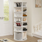 Rotating Shoe Rack Tower, 7-Tier Spinning Shoe Rack, Free Standing 360° Revolving Shoe Organizer,  High Bottom Design Shoe Tower Spinning Storage Lazy Susany, Fits 28 Pairs of Shoes (7-Tier White) - Grand Goldman Shop