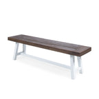 Tranquilizer Outdoor Acacia Wood Bench with Slat Panel Design, Dark Brown and White - Grand Goldman Shop