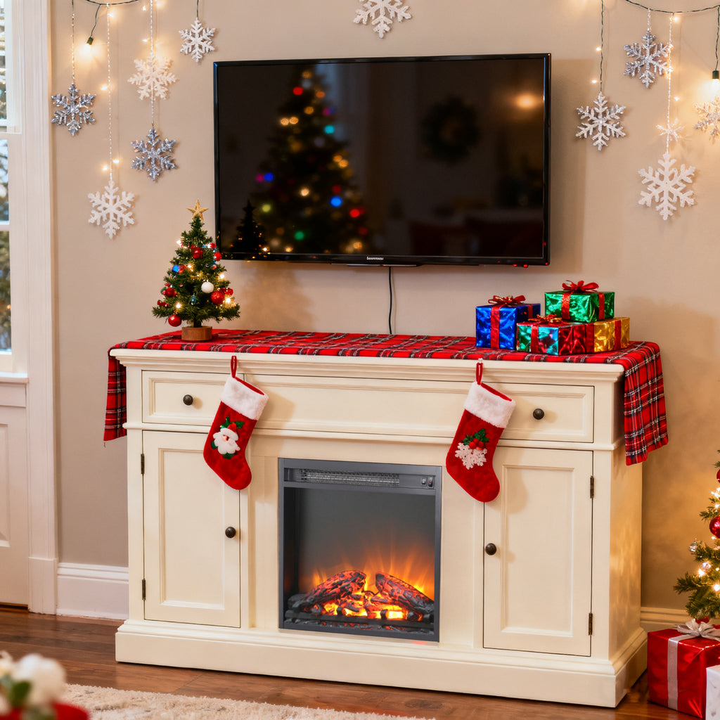 18 inch electric fireplace insert, ultra thin heater with log set & realistic flame, overheating protection - Grand Goldman Shop