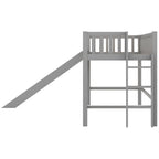 Twin Size Low Loft Bed with Ladder and Slide, Gray(OLD SKU:WF196418AAE) - Grand Goldman Shop
