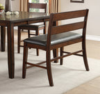 Transitional Style Cherry Finish Wooden Counter Height Bench with Backrest Faux leather Upholstered Seat Classic Dining Furniture 1pc - Grand Goldman Shop