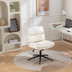 Bizerte Adjustable Swivel Criss-Cross Chair, Wide Seat/ Office Chair /Vanity Chair, White - Grand Goldman