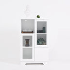 Modern MDF Painted Cabinet with Glass Doors and Drawer, White, for Bedroom and Living Room - Grand Goldman Shop