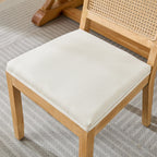 Farmhouse Rattan Dining Chairs Set of 2, Mid Century Modern Kitchen & Dining Room Chairs, Cane Upholstered Kitchen Side Chair with Natural Hardwood Frame, Beige - Grand Goldman Shop