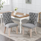 Nikki Collection Modern, High-end Tufted Solid Wood Contemporary Flax Upholstered Linen Dining Chair with Wood Legs Nailhead Trim 2-Pcs Set,Gray, SW6801GY - Grand Goldman Shop