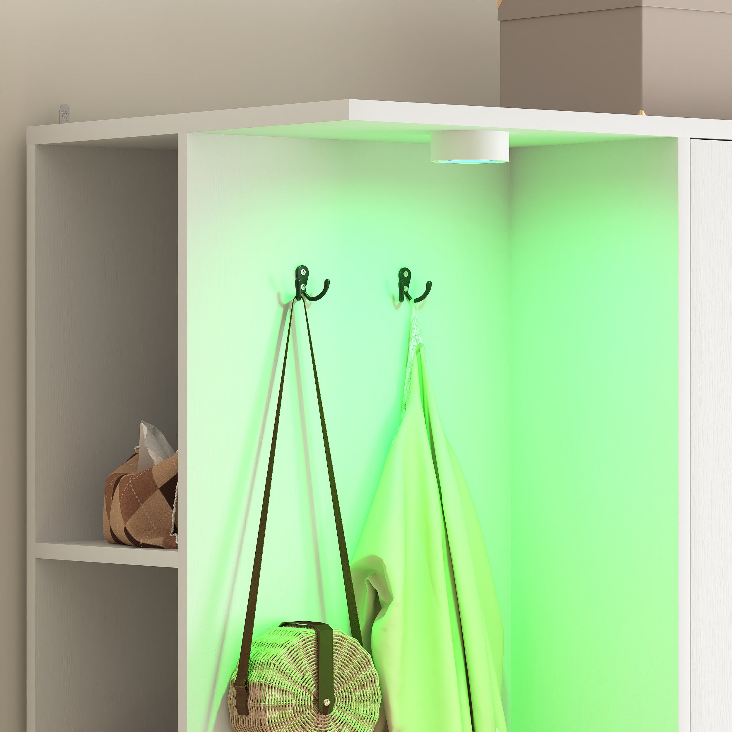 Wardrobe Closet 71.7' H, Bedroom Wooden Wardrobe with 2 Doors 6 Drawers, Modern Clothing Storage Cabinet Combination with Storage Shelves and Hanging Rail, White - Grand Goldman Shop