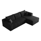 95' Cloud Sectional Sofa,Modern Minimalist Upholstered Couches, Comfort U Shaped Sofa for Living Room,Deep Seat Corner Couch,No Assembly Required,Black (Plush Corduroy Fabric) - Grand Goldman Shop