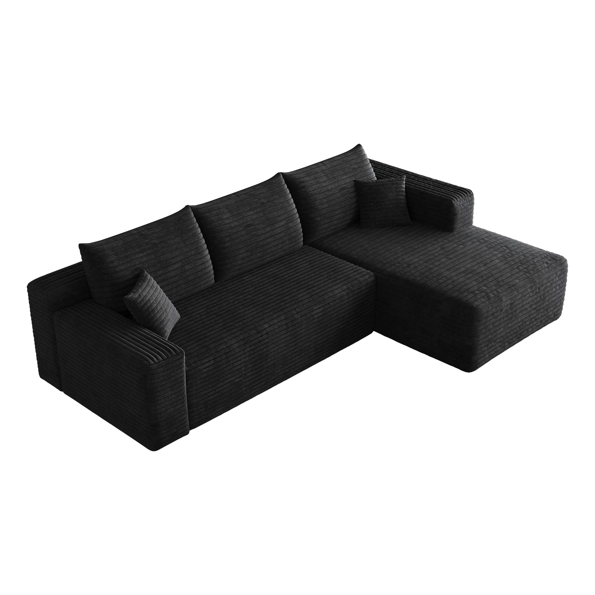 95' Cloud Sectional Sofa,Modern Minimalist Upholstered Couches, Comfort U Shaped Sofa for Living Room,Deep Seat Corner Couch,No Assembly Required,Black (Plush Corduroy Fabric) - Grand Goldman Shop