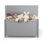 Kids Wooden Toy Box Storage with Safety Hinged Lid for Ages 2+ (Gray) - Grand Goldman