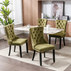 Nikki Collection Modern, High-end Tufted Solid Wood Contemporary Velvet Upholstered Dining Chair with Wood Legs Nailhead Trim 2-Pcs Set,Olive-Green,SW2001OL - Grand Goldman Shop