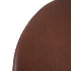 Upholstered Round Ottoman,PU Leather,Brown - Grand Goldman Shop