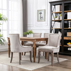 A&A Furniture Ultra Side Dining Chair with Thickened Fabric and Bronze Nail Head, Beige, Set of 2 - Grand Goldman Shop