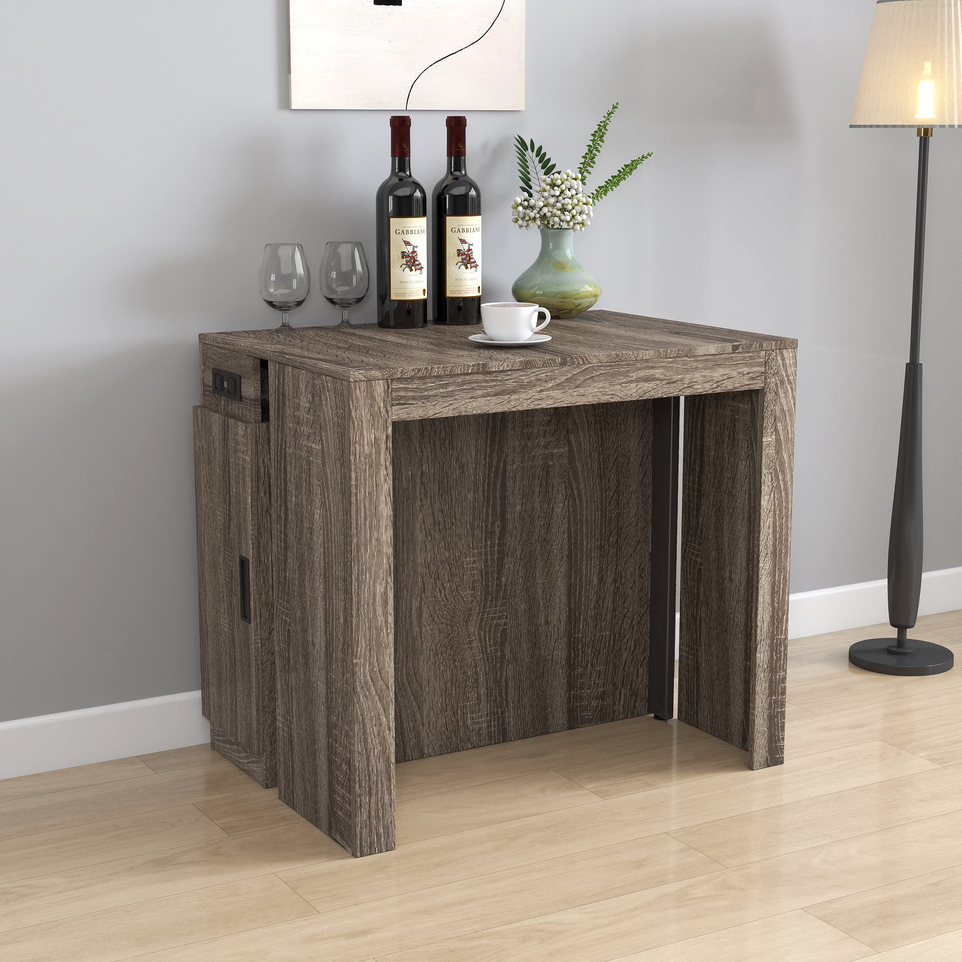 Modern Multifunctional Extendable Dining Table with Outlet, Space Saving Expanding Table with Storage for Party, Weddings, Meetings, Celebrations - Grand Goldman Shop