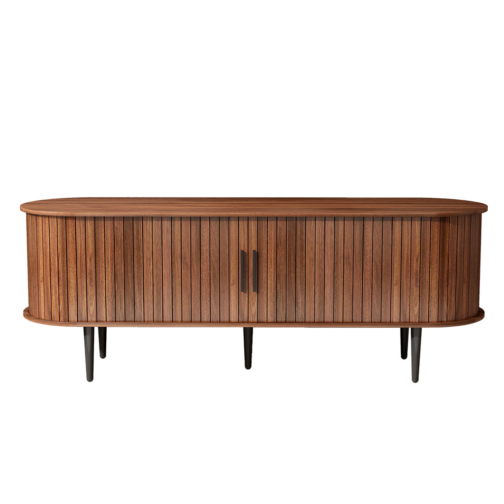 TV Stand, 55' Modern TV Console Table with Storage Compartment and Sliding Door, Gaming Entertainment Center with Cabinet for Living Room, Bedroom, Office (Walnut) - Grand Goldman Shop