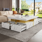 Modern White Square Storage Coffee Table with 4 Drawers - Grand Goldman Shop
