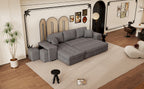 104.5' Modern L-Shape 3 Seat Reversible Sectional Couch, Pull Out Sleeper Sofa with Storage Chaise and 2 Stools for Living Room Furniture Set,Knox Charcoal (old sku:SG000431AAA) - Grand Goldman Shop
