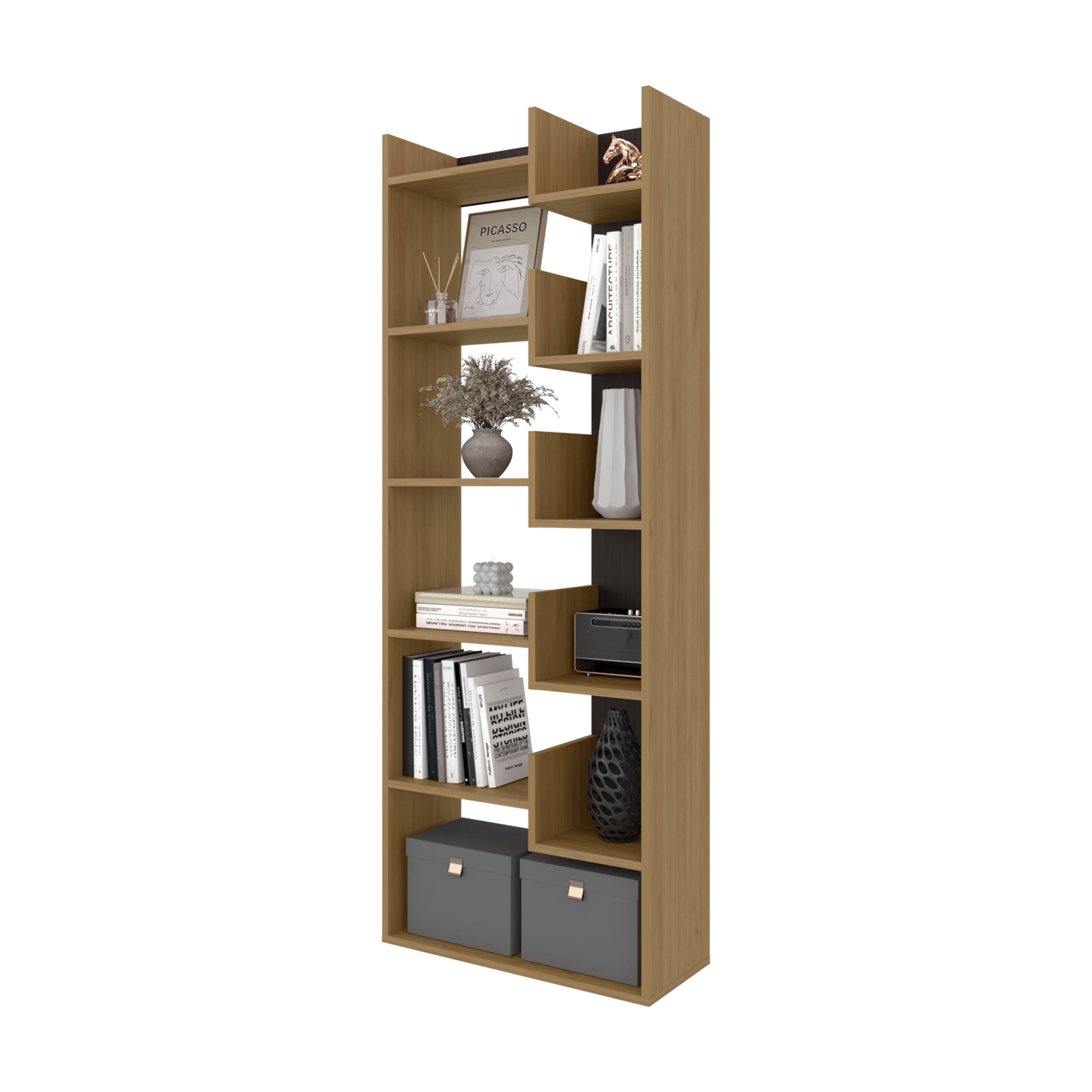FM FURNITURE Perry Bookcase in Melamine with Open Storage - Grand Goldman