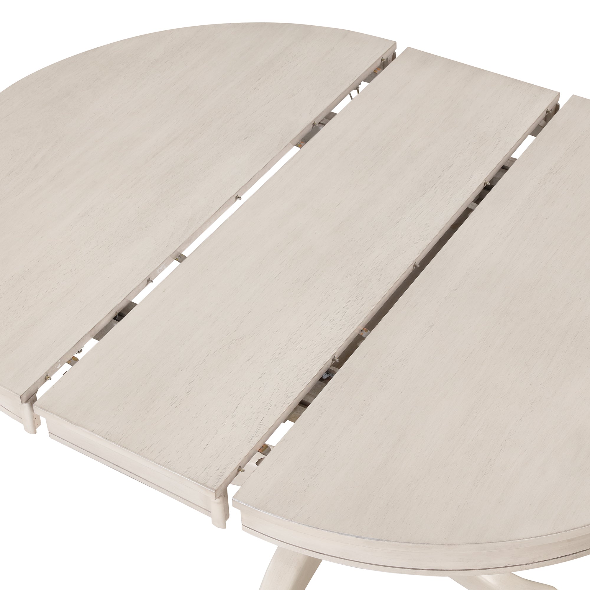 Antique White Modern Dining Table Set for 4 with Round Table and Chairs, Solid Wood & MDF - Grand Goldman Shop