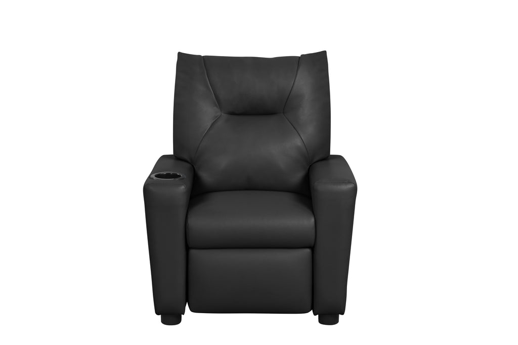 Perline 23'W Black PU Leather Kids Recliner Chair with Cupholder | Premium Home Decor - Grand Goldman
