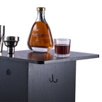 Home Bar Unit, Wine Bar Cabinet Table 4-Tier with Storage Drawer Shelves, Wine Glass Holder, Bottle Rack, LED Light, Wood & Metal Liquor Cabinet for Home, Basement, Kitchen, Living Room, Black - Grand Goldman Shop