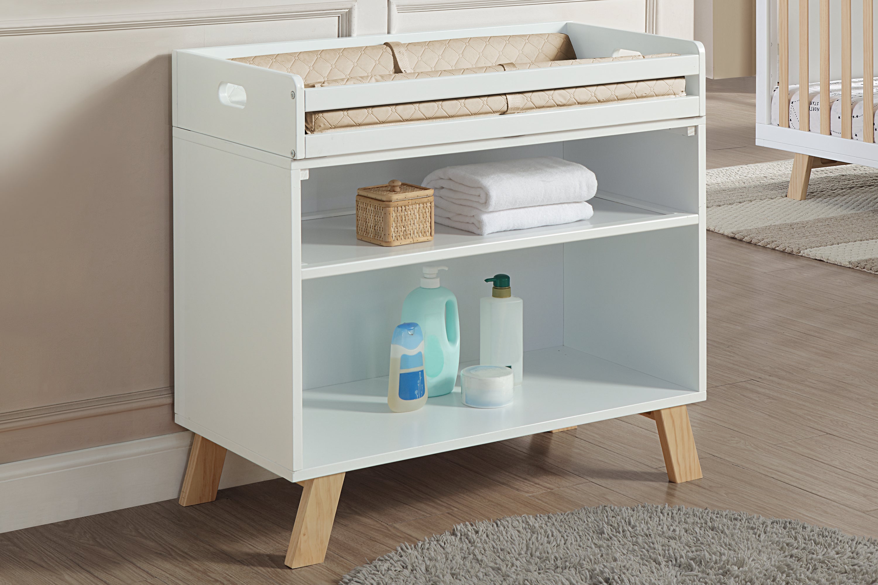 Livia Multi Purpose Changing Table White/Natural - Grand Goldman