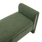 Modern Teddy Bed End Bench with Arms and Storage, Upholstered Foot Rest Stool in Olive Green, Plywood, 52.3'' - Grand Goldman Shop