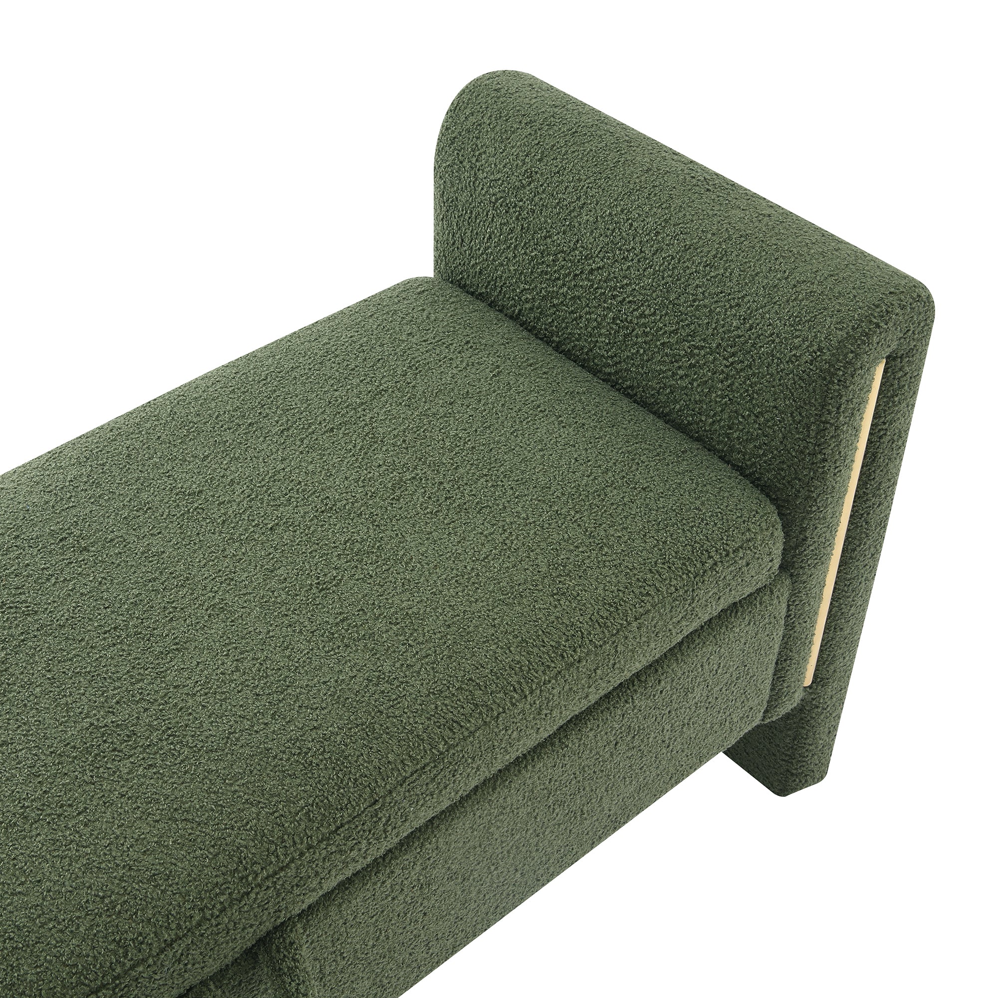 Modern Teddy Bed End Bench with Arms and Storage, Upholstered Foot Rest Stool in Olive Green, Plywood, 52.3'' - Grand Goldman Shop