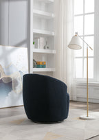 Teddy Fabric Swivel Accent Armchair Barrel Chair With Black Powder Coating Metal Ring,Dark Blue - Grand Goldman Shop