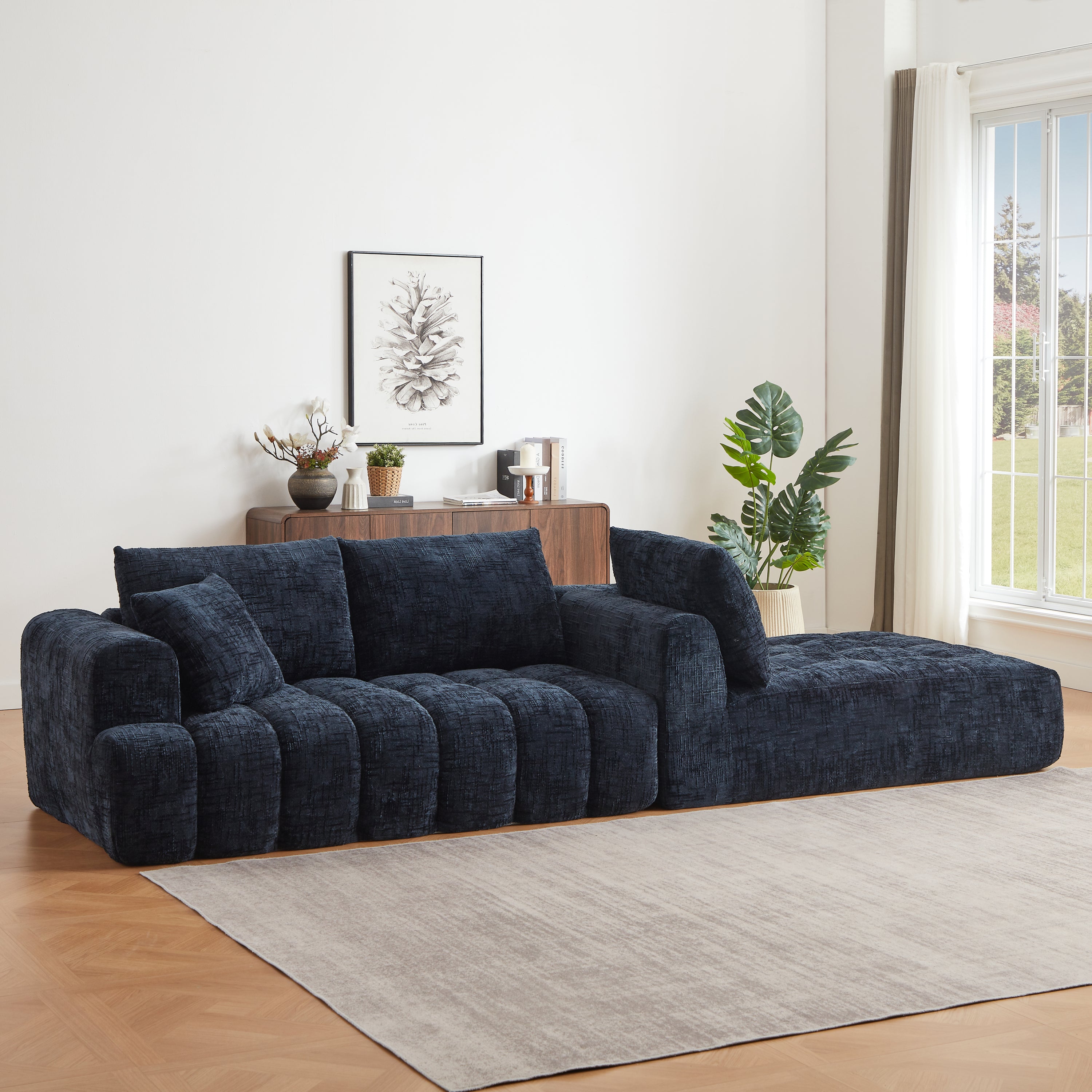 Chenille L-Shape Luxury Sectional Oversized Sofa,Mnimalist Design,Comfy Sleeper Couch for Living Room,Apartment&Reception Spaces,No Assembly Required - Grand Goldman Shop