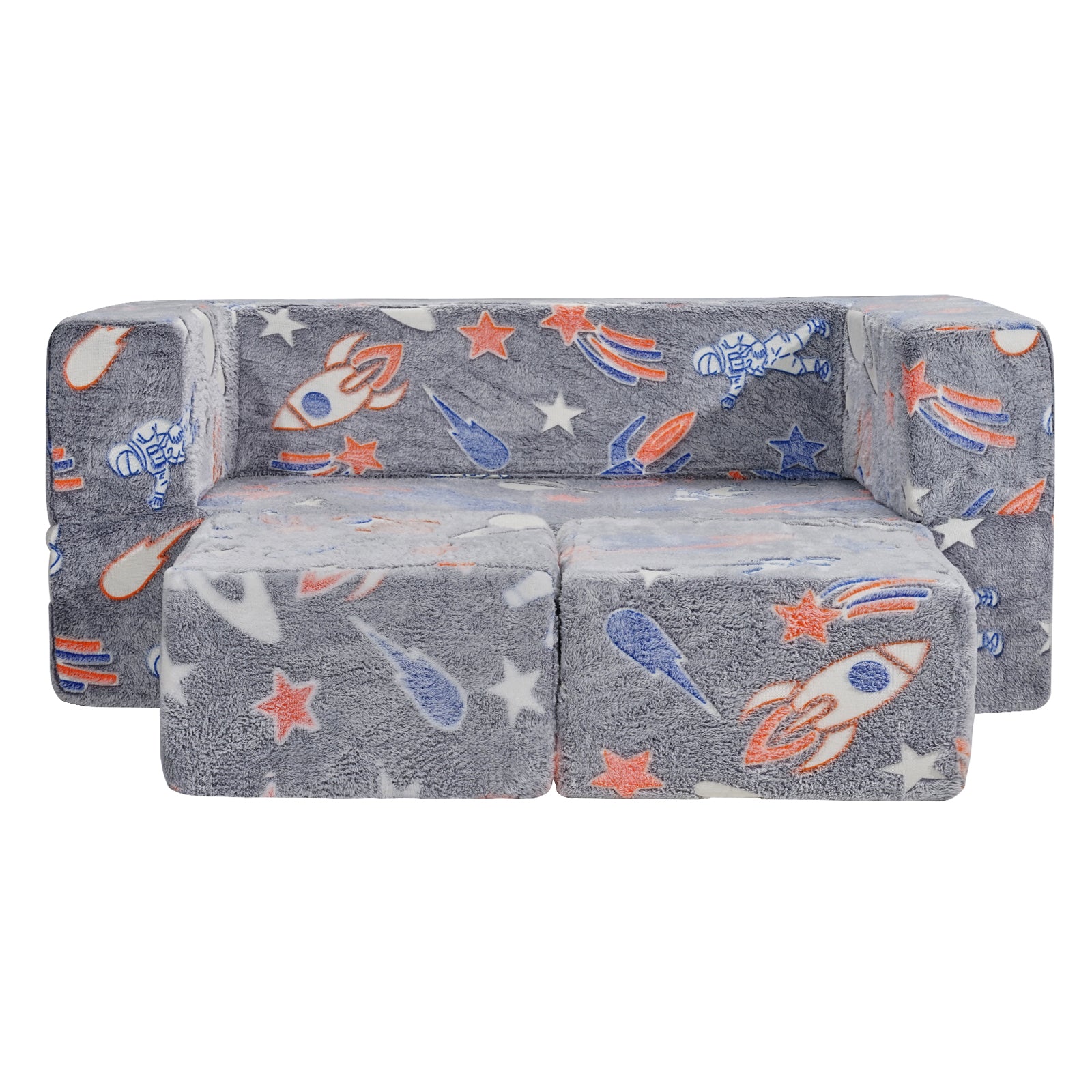 Kids Couch, 4Pcs Toddler Couch Sofa Bed, Kids Chair Seat Playroom Furniture, Child Sectional Sofa with Removable Cover for Ki