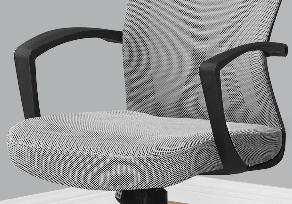Office Chair, Adjustable Height, Swivel, Ergonomic, Armrests, Computer Desk, Work, Grey Mesh, Black Metal, Contemporary, Mode