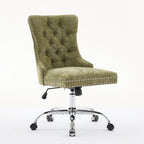 A&A Furniture Office Chair,Modern Chenille Upholstered Tufted Button Home Office Chair with Chrome Metal Base,Adjustable Desk