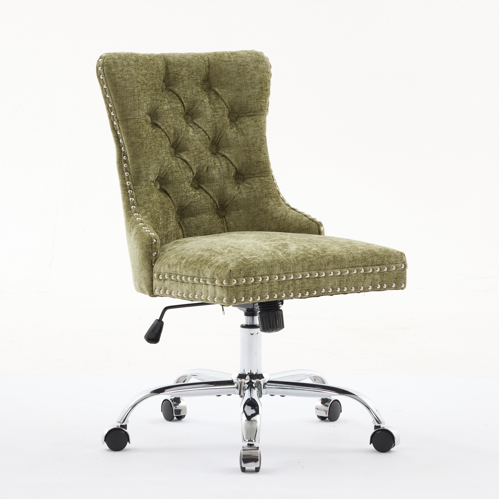 A&A Furniture Office Chair,Modern Chenille Upholstered Tufted Button Home Office Chair with Chrome Metal Base,Adjustable Desk